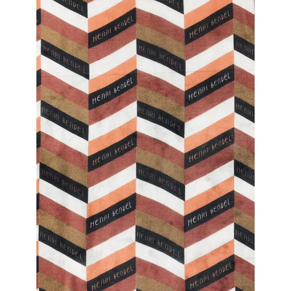 HENRI BENDEL NEW YORK Chevron Oblong Chiffon Scarf 100% Silk 73”x20” Vintage EUC